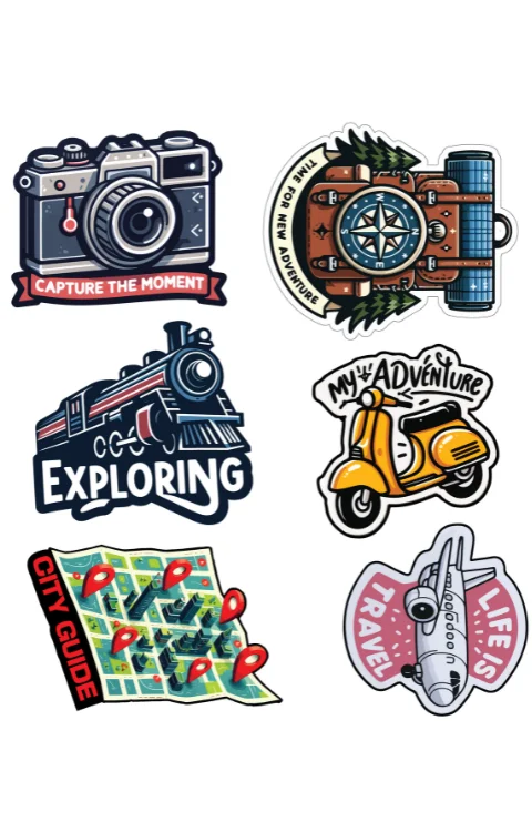 Travelling Packet Sticker | Made In Premium Gloss Vinyl With FPF(Fade Protection Film), Water Proof, Precut Sticker, Pack Of 1